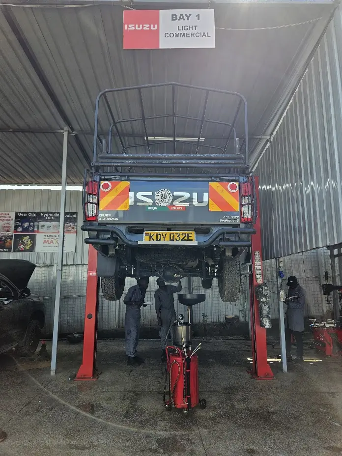 Isuzu D-MAX. Pickups go up on the lift in our light commercial bay