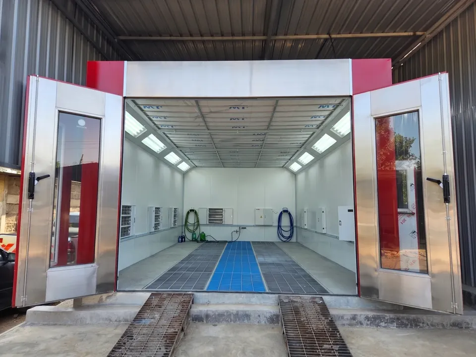 Purpose-built spray booth. Sealed doors keep dust and insects out