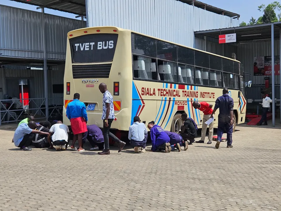 Siala Technical Training Institute visit. Students in a hands-on session with our technicians