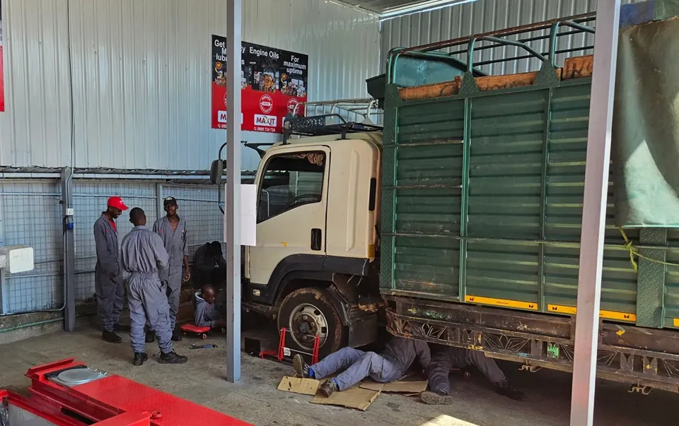 Truck alignment. Heavy-vehicle alignment on site